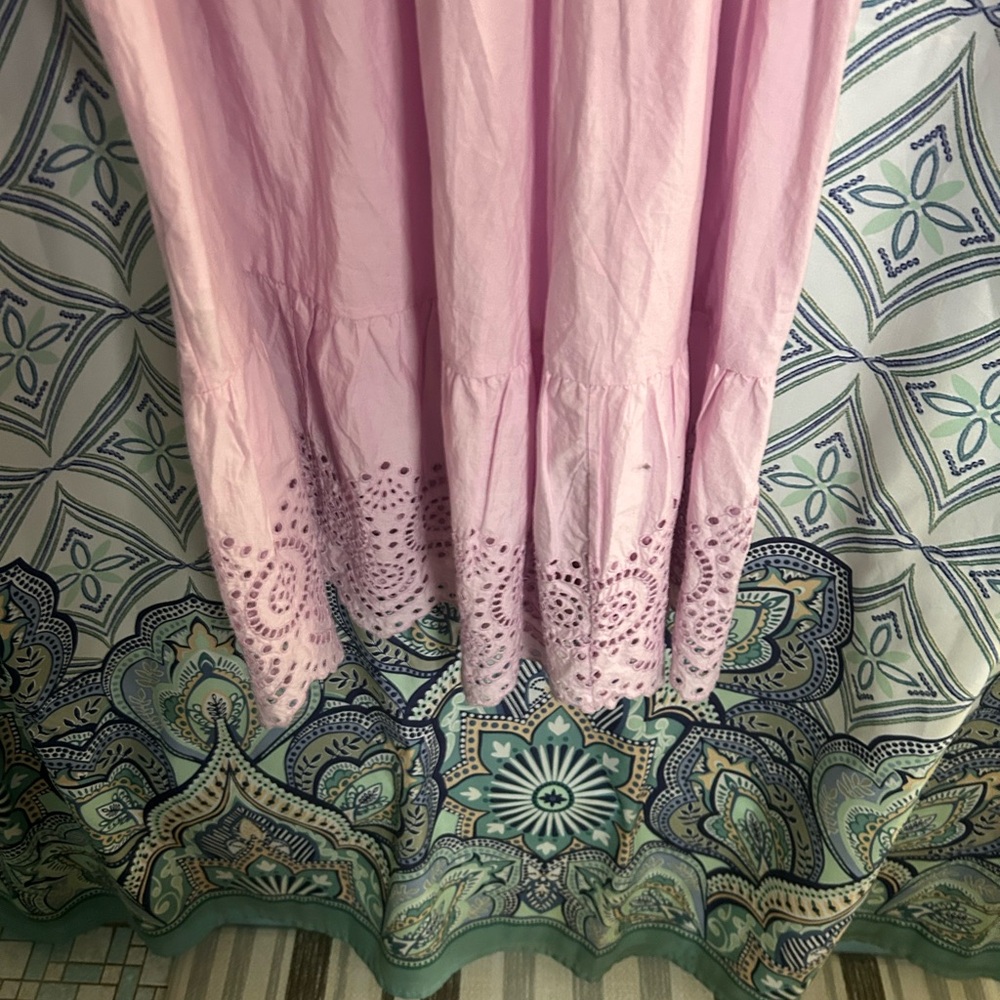 NWOT GAP ONE SHOULDER Pink Maxi Dress with Tiered Skirt and Lace Detailing - Picture 12 of 13